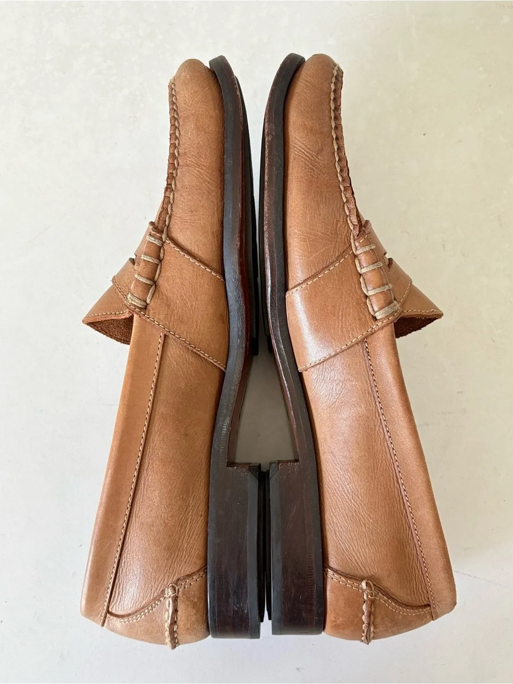 Polo Ralph Lauren Penny Loafers Mens Size 9.5 Brown Leather Slip On Dress Shoes